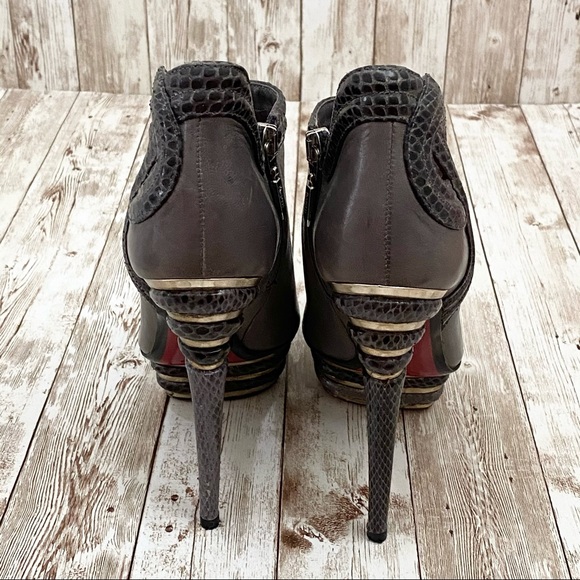 Cesare Paciotti Italy Gray Leather High Heeled Booties 37 - Picture 5 of 16